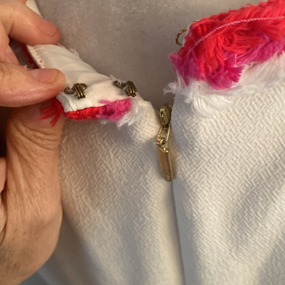 Trina Turk dress white with pink and red pipping - Picture 9 of 13